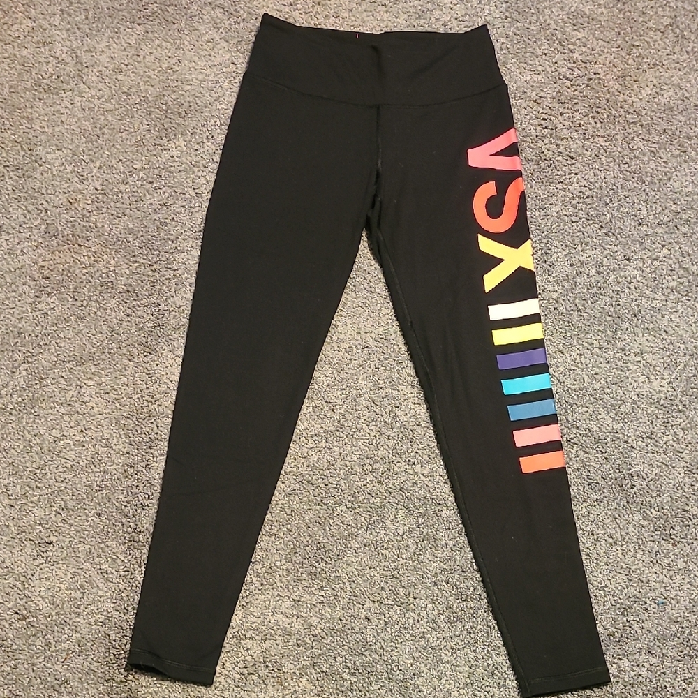 VSX Black Leggings with Colorful Side Stripes